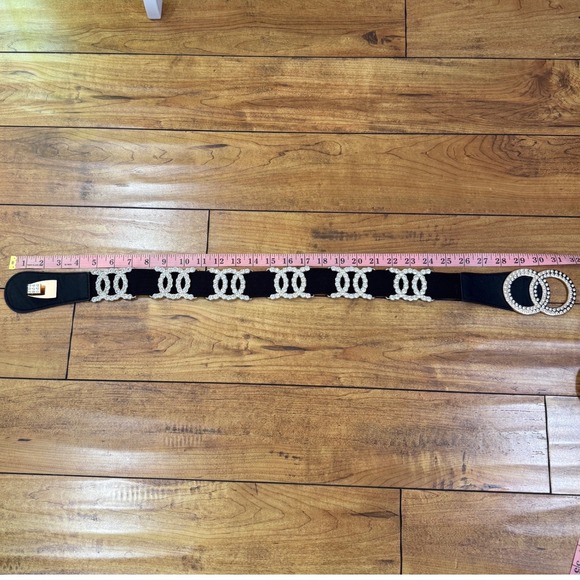 Unbranded Black Elastic Waist Belt Gold Rhinestone Double Circle Buckle Womens - Picture 7 of 7